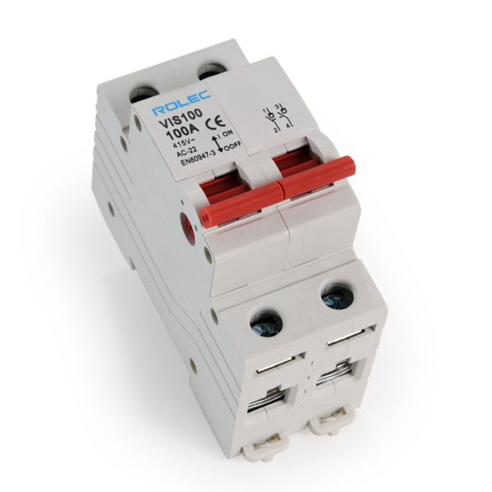100amp 2pole 2mod Din rail mounted Isolator