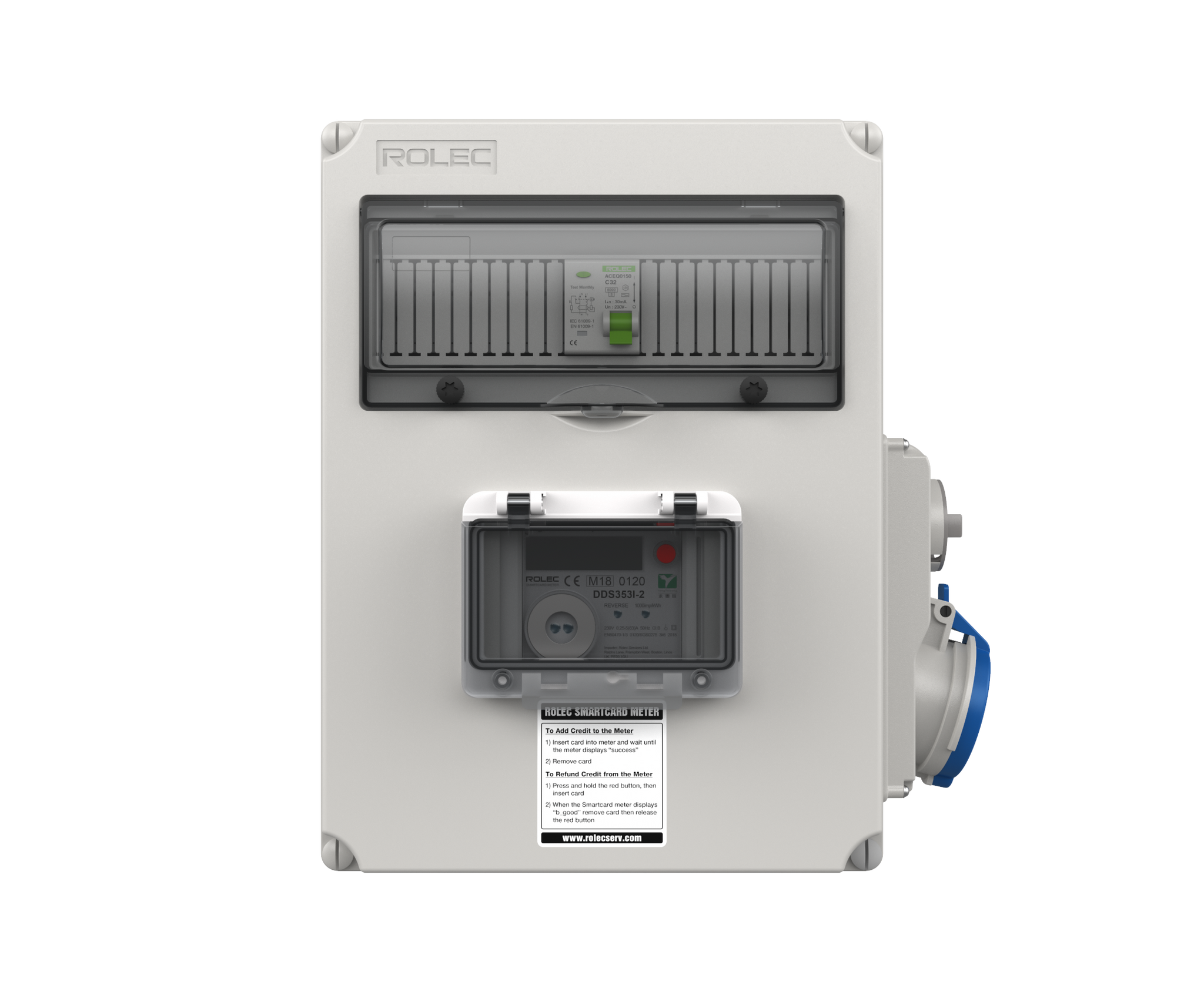 1 Way 32A Smartcard Metered Caravan Hook-Up Unit